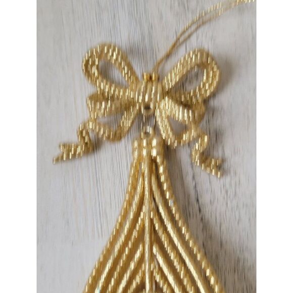 Abstract golden glitter teardrop bow ornament Xmas decor - Picture 3 of 6